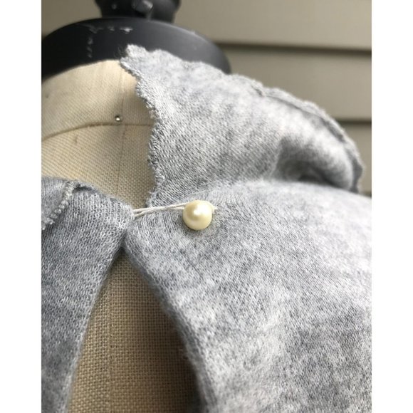 Vintage OOPS CALIFORNIA Coquette Gray Knit Puff Sleeve Belted Midi Dress XS/S - Picture 10 of 15